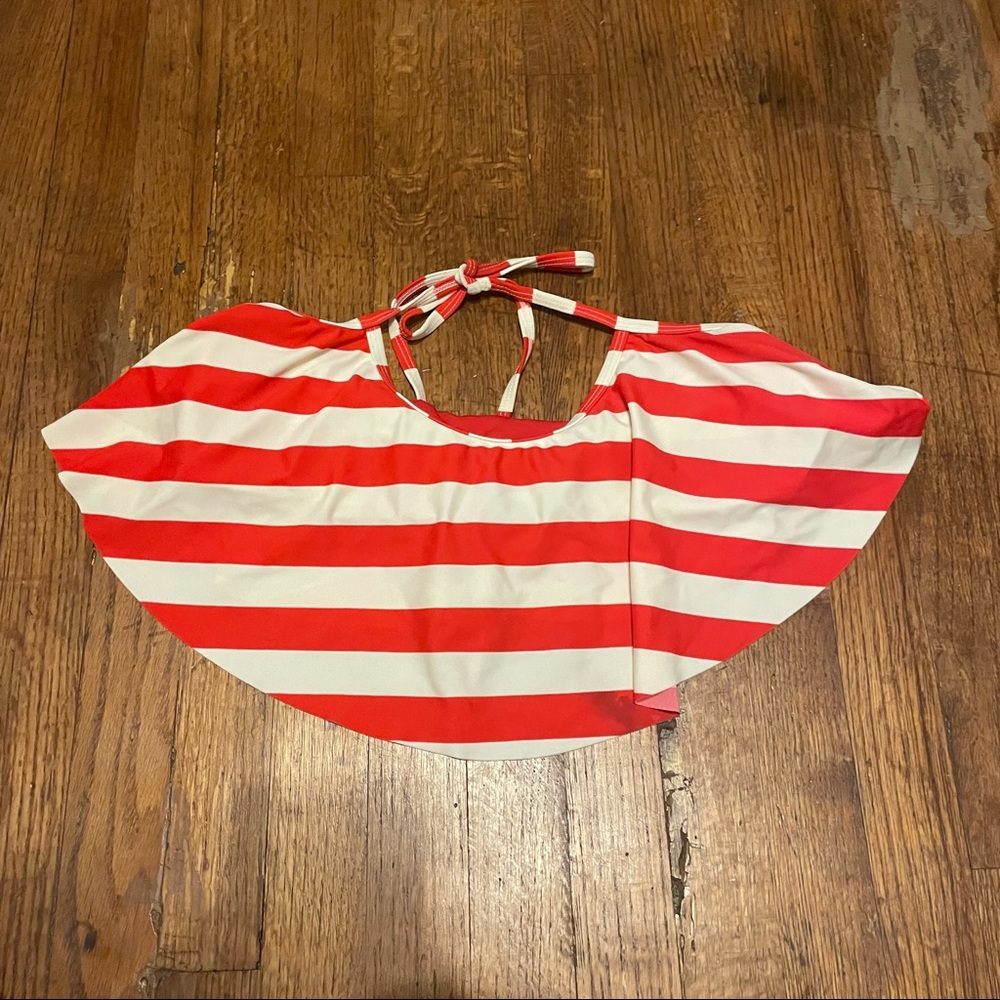 3/$18 red and white striped bikini top